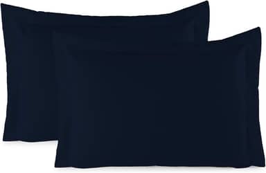 Kit 02 Fronhas Aba Americana Tecido Percal 400 Fios Antiácaro, Anti-pilling com Toque Macio - Azul Marinho