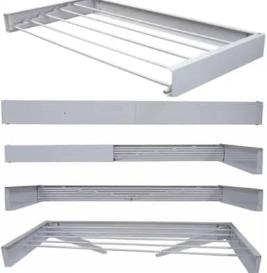 Varal de Teto Retrátil de Aço, 80 cm de Comprimento x 50 cm de Largura