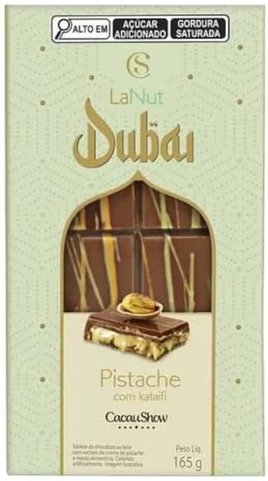Barra Tablete Lanut Pistache Dubai Kataifi 165g Cacau Show