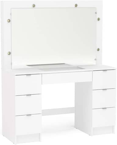 Penteadeira Camarim França com Espelho 7 Gavetas Branco Politorno