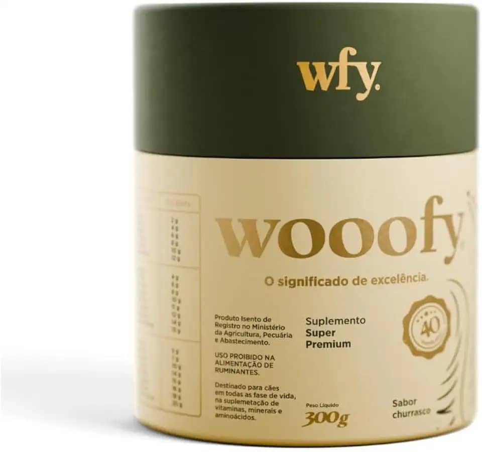 Wooofy Suplemento Premium para Cães | 300g | Mais de 45 Nutrientes, Saúde Digestiva, Imunidade, Pele e Pelos Saudáveis, Vitaminas A, complexo B, C, D e E, Cálcio, Ferro, Zinco