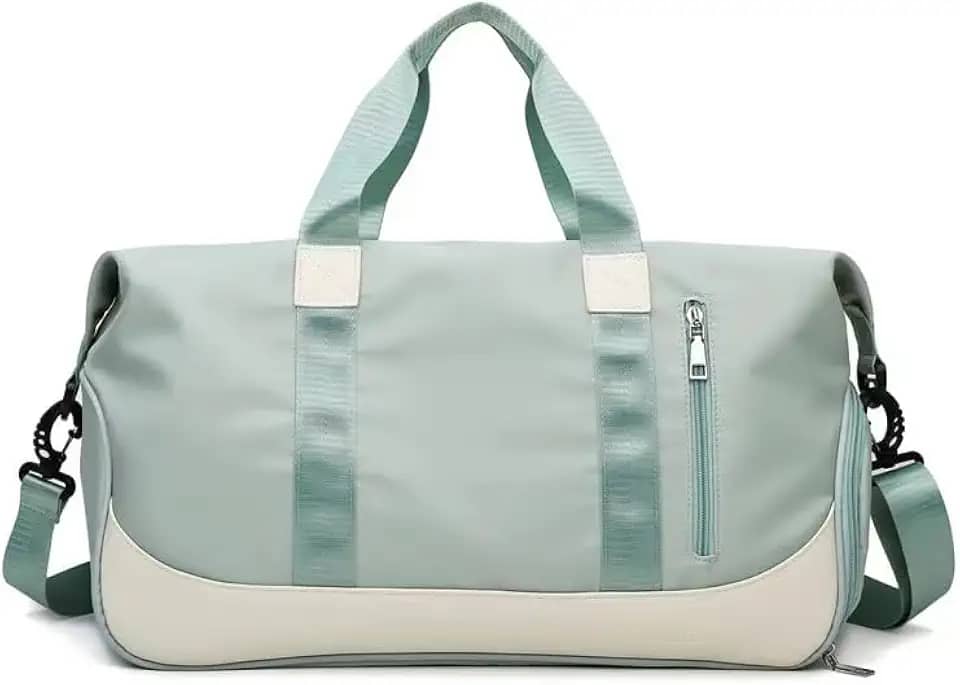 Bolsa de viagem portátil bolsa de bagagem de viagem de curta distância de grande capacidade leve separação seca e molhada bolsa de fitness esportiva impermeável (verde)