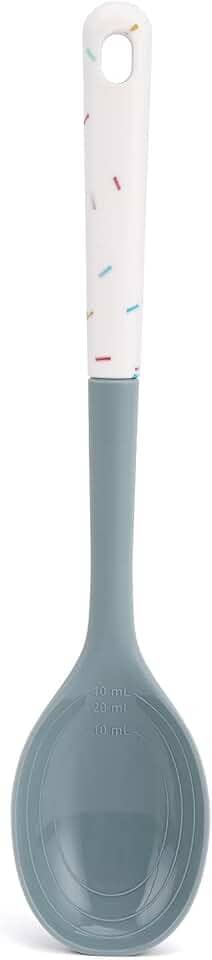 Colher de cozinha de silicone com núcleo de nylon – Colher de mistura resistente ao calor de 260 °C, pode ser lavada na lava-louças, utensílio de cozinha para assar, molho e sopa (sem BPA)