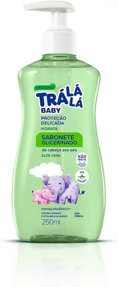 Trá Lá Lá Sabonete Liquido Hidrata Pump Personagem Baby Branco E Verde 250 Ml