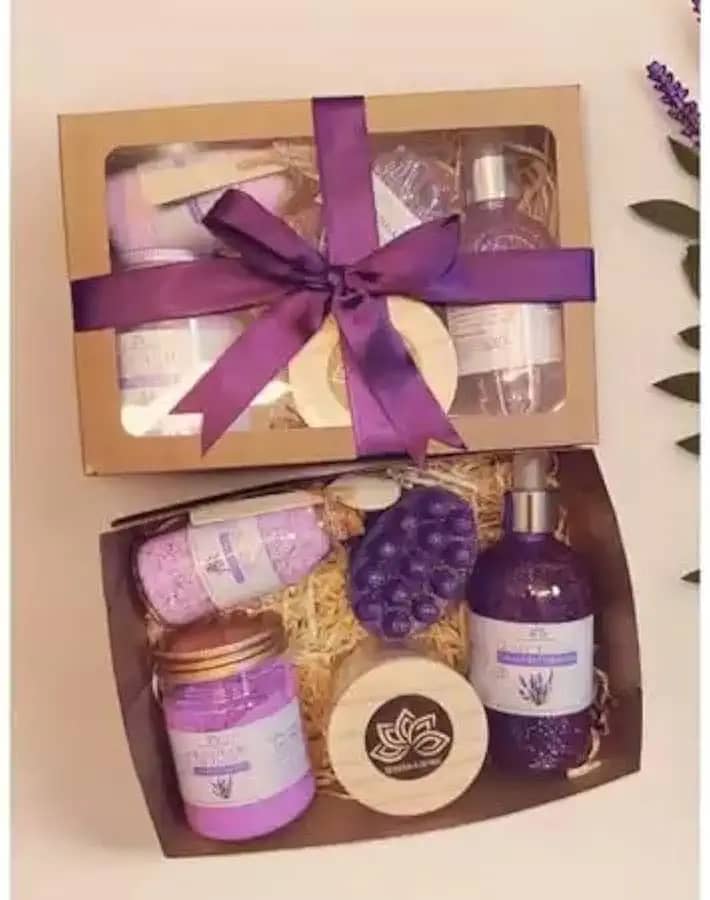 Kit presente SPA completo+Vela aromática+Geleia de banho+Sais de banho+Escalda pés+Sabonete Massageador