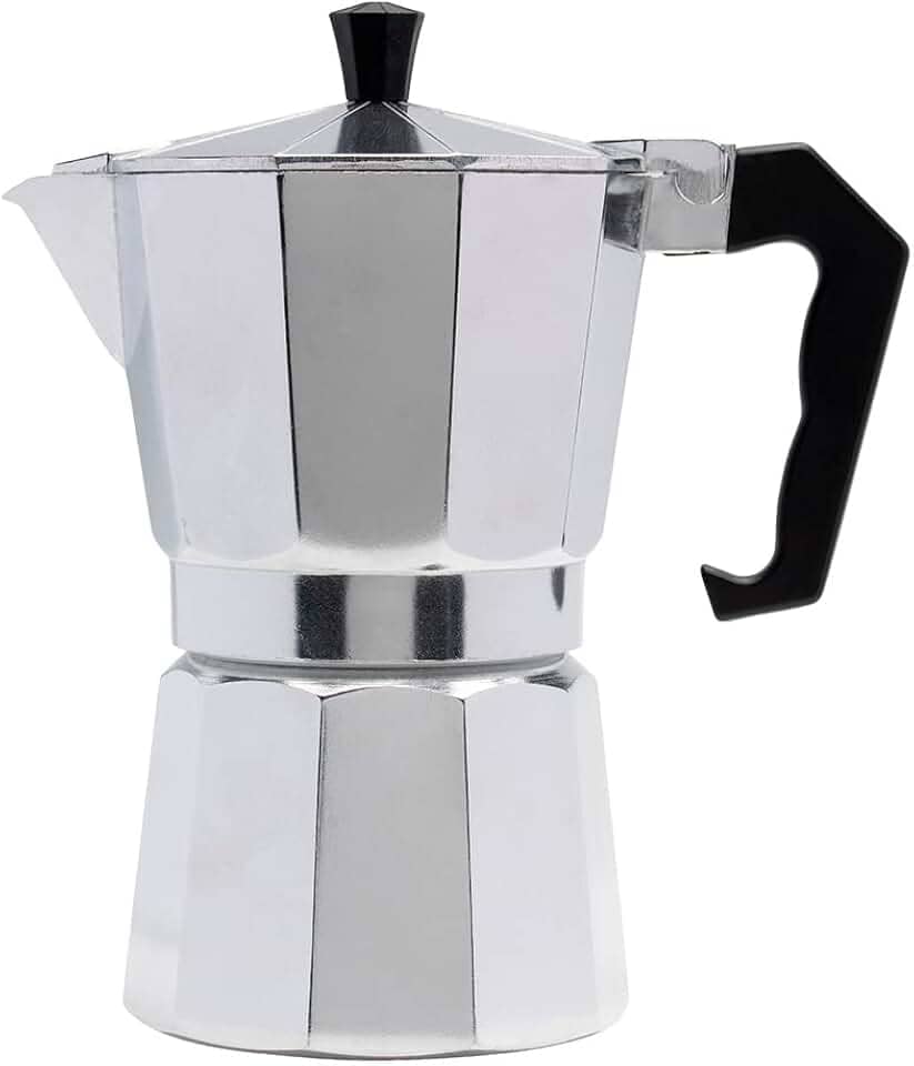 Mimo Style Italiana Expresso Cafeteira de Aluminio com Alça para 6 Cafézinhos, Prata, 300 ml