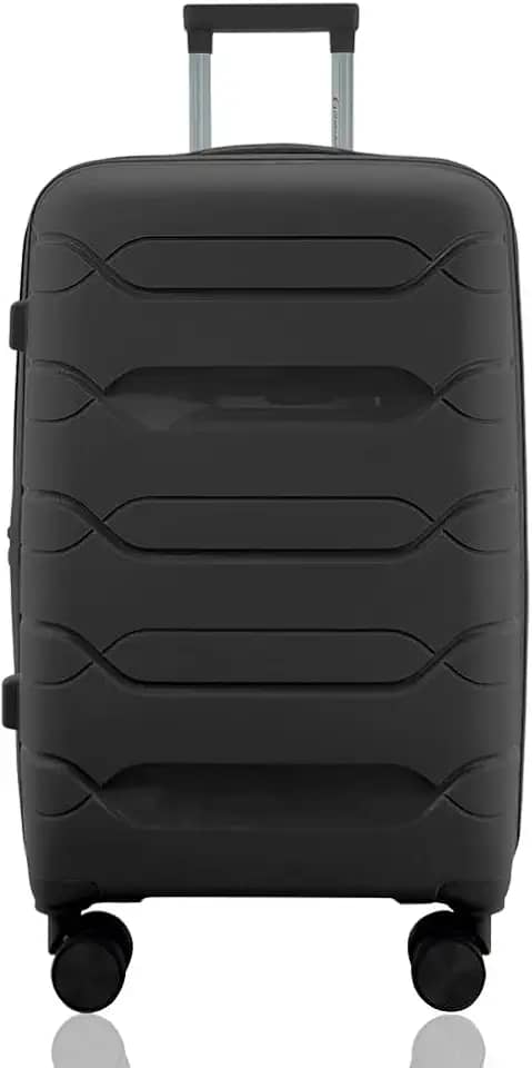 Mala de Viagem Média 23kg Despachada Expansiva Rígida Polipropileno Rodas Duplas 360º Cadeado TSA Gladiador P1M Preto