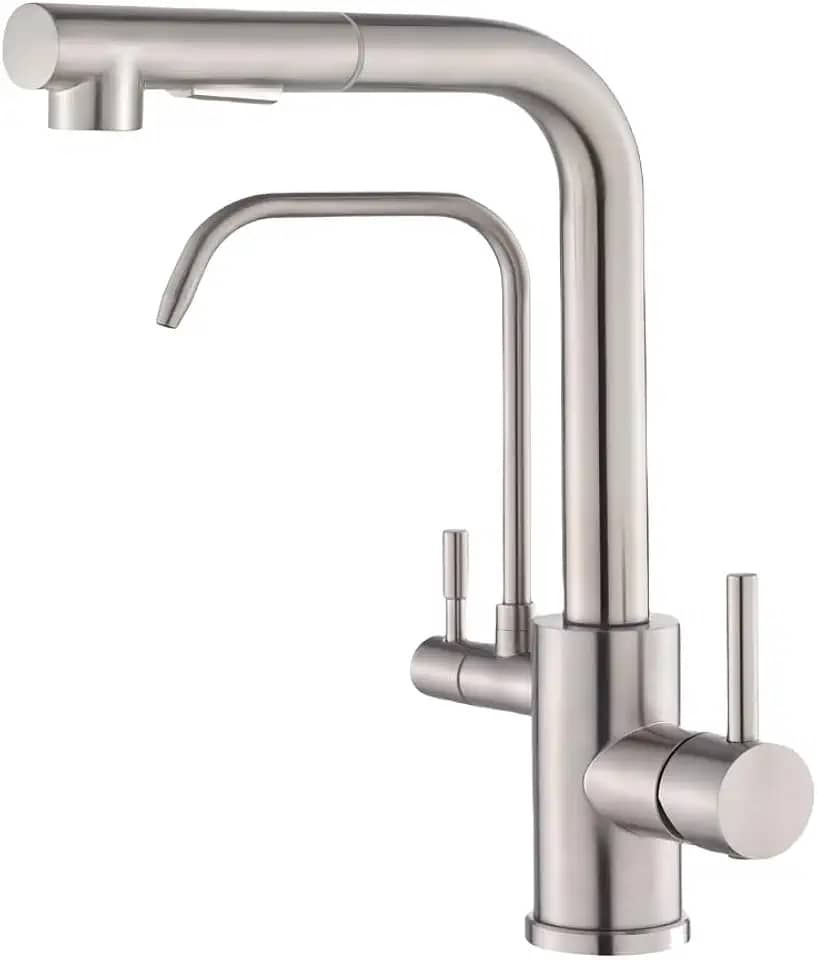 YESOP Torneira De Bancada Cozinha P/filtro Gourmet Pia Extensível Acabamento Escovado Cor Prateado