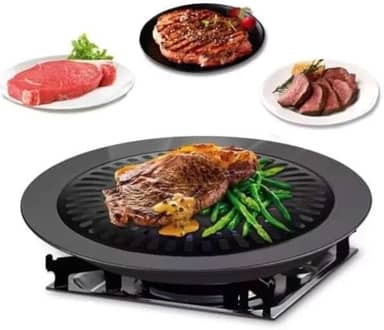Panela de Churrasco Coreano 31,5cm - Grelha Dupla para Fogão, Carne, Legumes e Fondue