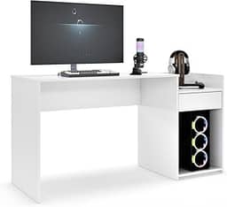 Mesa para Computador Pc Gamer Com Gaveta Nicho Escrivaninha Eros (Branco)