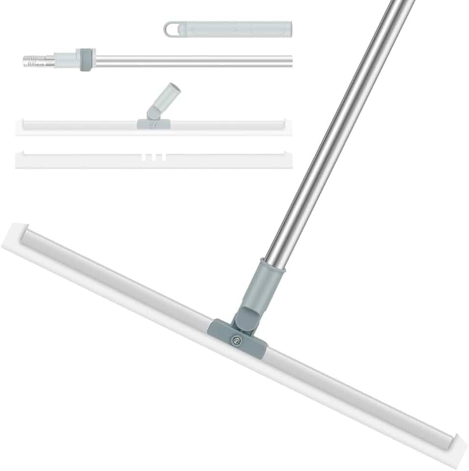 Rodo de Limpeza Silicone 2 em 1 com Raspador Silicone 50cm Cabo Retrátil 140cm Base Giratória Leve Resistente Limpeza Versátil Grande