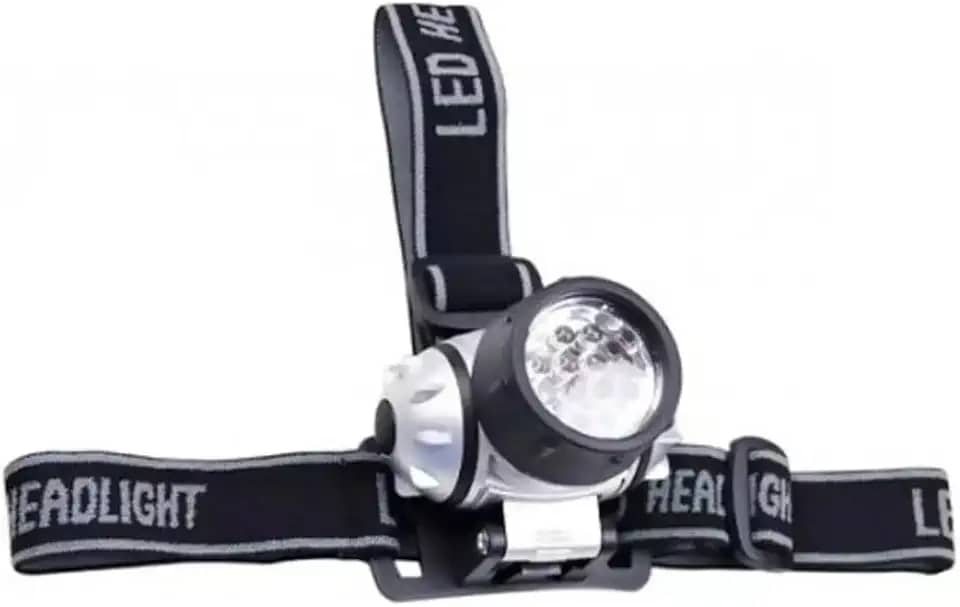 Lanterna de Cabeça com 7 LEDs e Suporte Ajustável a Pilhas para Pesca, Ciclismo, Acampamento, Caminhada