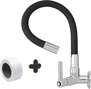 Torneira Gourmet Flexível de Cozinha Parede Preta 1/4 de Volta C51