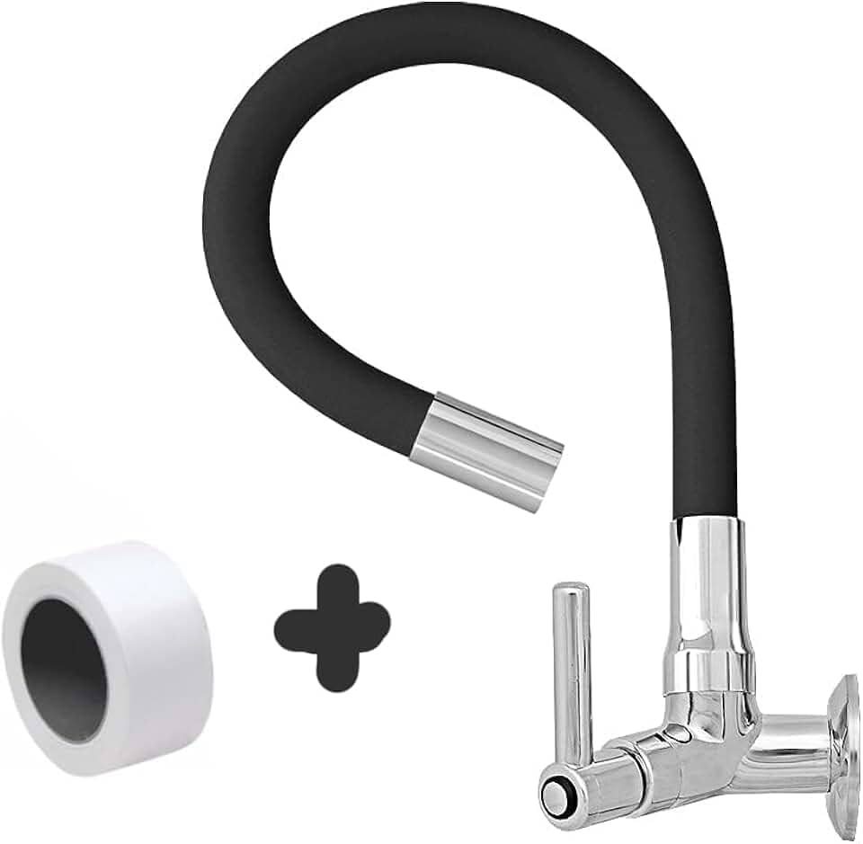 Torneira Gourmet Flexível de Cozinha Parede Preta 1/4 de Volta C51