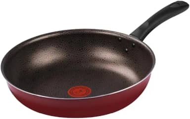 Frigideira Wok Facilita Vermelho 28cm com Antiaderente Resist - Limpa Fácil e Dura Mais, reforçado com partículas minerais, Thermo-Sinal e Cabos Reforçados