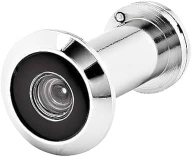 Olho Mágico Cromado 200°: Segurança e Visão Panorâmica para Sua Porta - Latão Durável, Fácil Instalação e Acabamento Elegante para Proteger Seu Lar