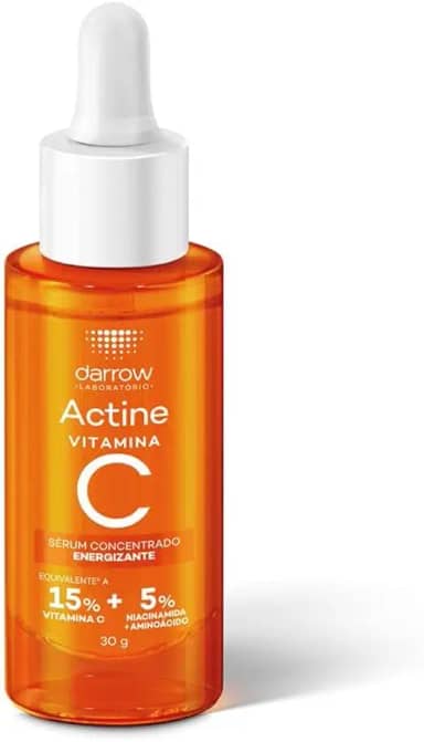 Darrow Actine Vitamina C Sérum Concentrado, Antioxidante com 15% Vitamina C + Niacinamida que Ilumina, Reduz Marcas de Acne em 90%, Atenua Linhas Finas em 84%, Controla Oleosidade e Uniformiza a Pele, 30ml