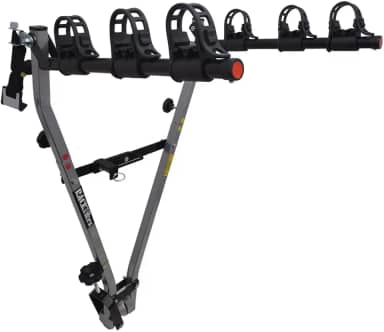 Suporte para bike Transbike Engate p/ 3 bicicletas Prata tira Preta Sedan Hatch