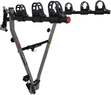 Suporte para bike Transbike Engate p/ 3 bicicletas Prata tira Preta Sedan Hatch