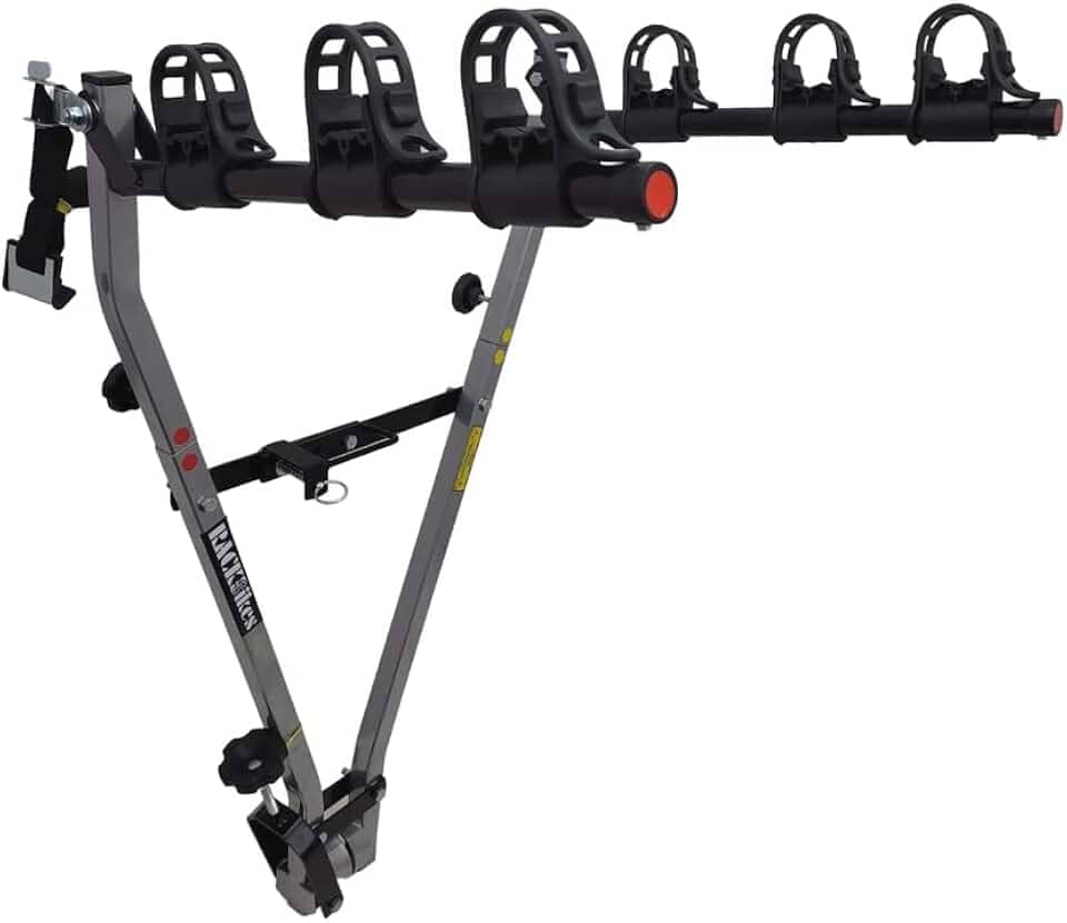 Suporte para bike Transbike Engate p/ 3 bicicletas Prata tira Preta Sedan Hatch