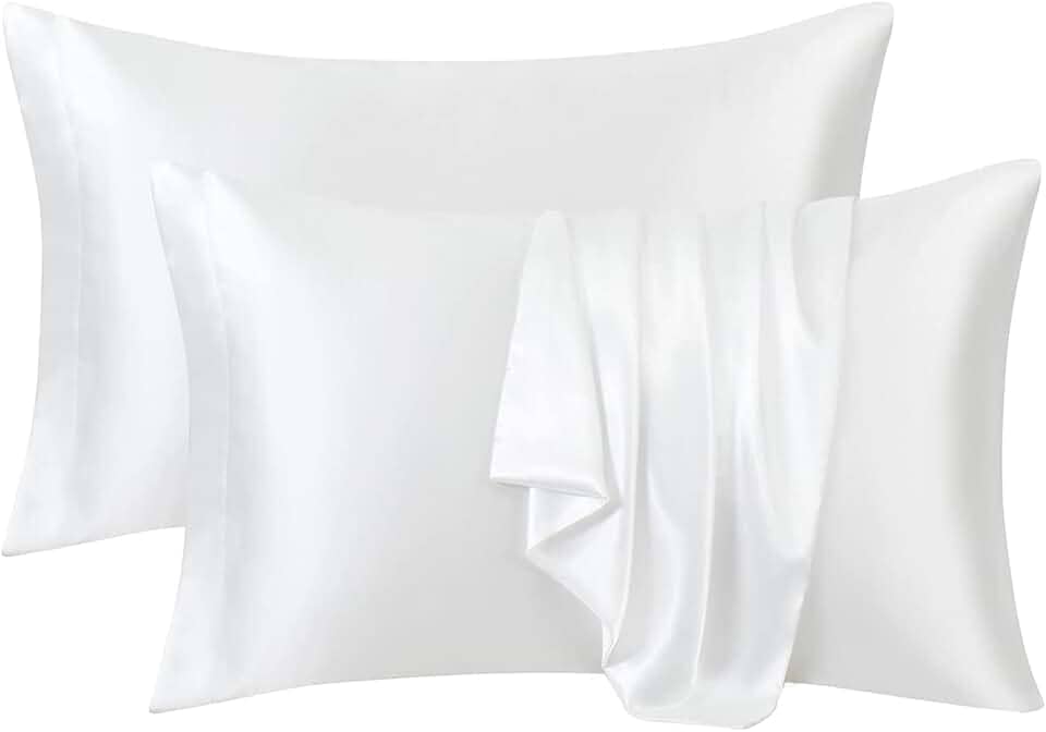 Ersmak Fronhas de cetim Queen conjunto de 2, fronhas de cetim ultra macias e sedosas para cabelo e pele, capas de almofada resistentes a desbotamento com fecho de envelope (branco marfim)