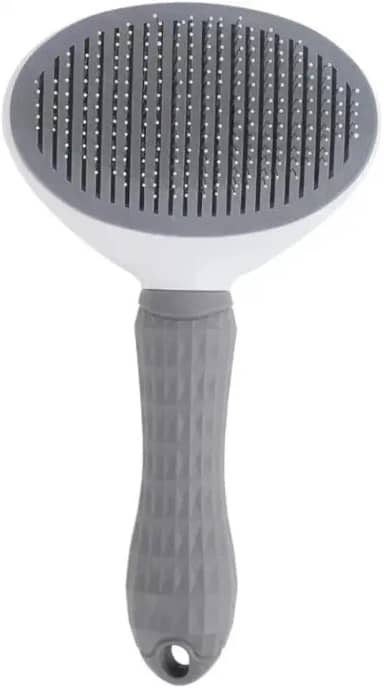 Escova Pelos Pet Automática Rasqueadeira Magica para Cães e Gatos com Cabo Texturizado de Alta Aderência (Cinza)