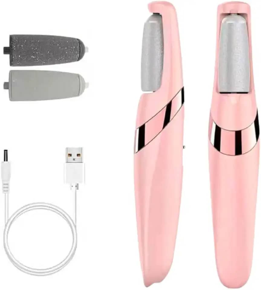 Lixa de Pé Elétrica com Bateria Recarregável e Controle de Velocidades Removedor de Calos para Pés Com Lixa Extra Portátil Spa dos Pés Raspador (Rosa)