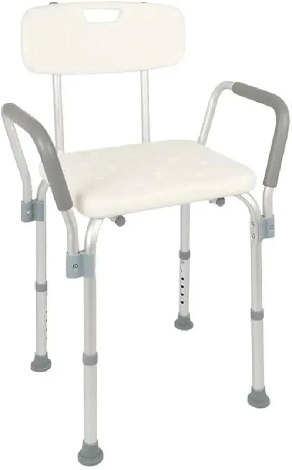 Cadeira de Banho com Encosto e Apoio para Braço – Banqueta Reforçada para Idoso, Adultos e Obesos até 135kg