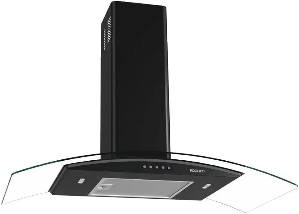 Coifa de Parede Vidro Curvo, Teclado Mecânico Fogatti, 80cm Black 220V