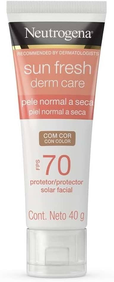 Protetor Solar Facial Para Pele Seca NEUTROGENA SUN FRESH Derm Care Com Cor FPS 70, 40g