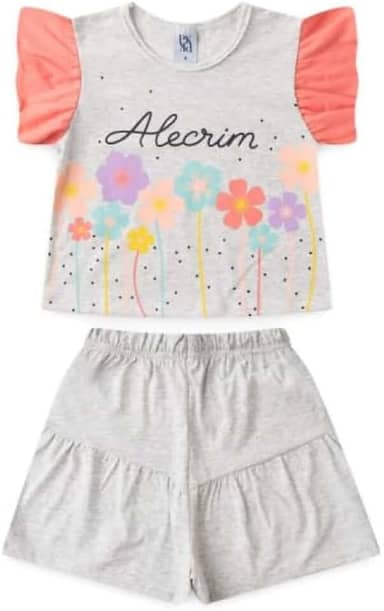 Roupa Menina Infantil Verão Conjunto Feminino Infantil Alecrim