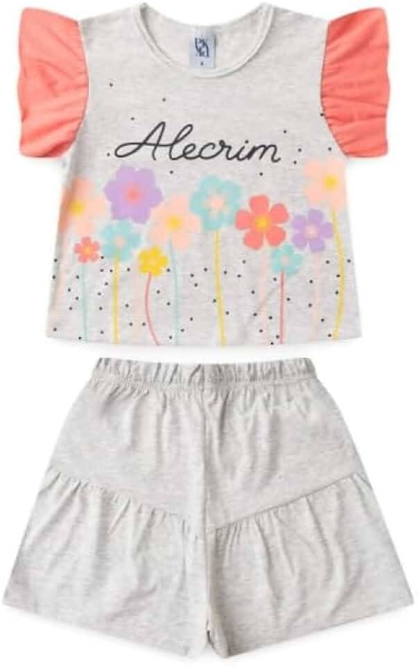 Roupa Menina Infantil Verão Conjunto Feminino Infantil Alecrim