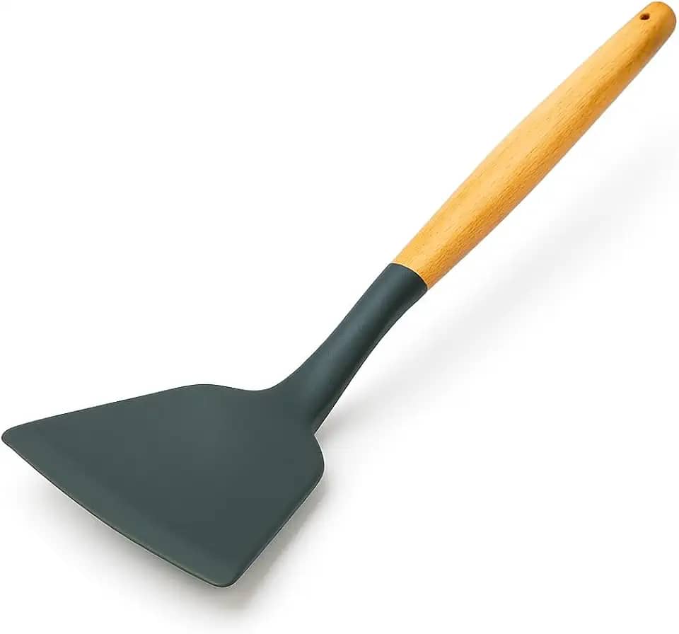 Espatula Silicone Cabo de Madeira Cinza Vista Home