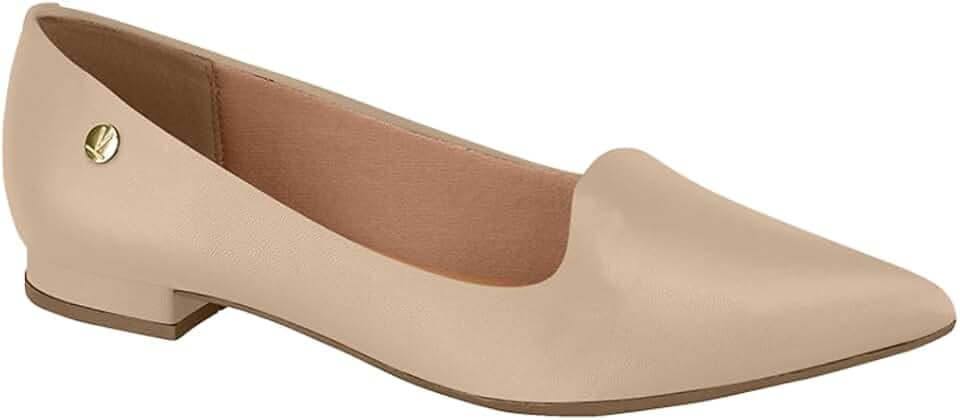 Sapatilha Vizzano Feminina Salto Baixo Bico Fino Pelica Off 526-1206.261.7286.35312