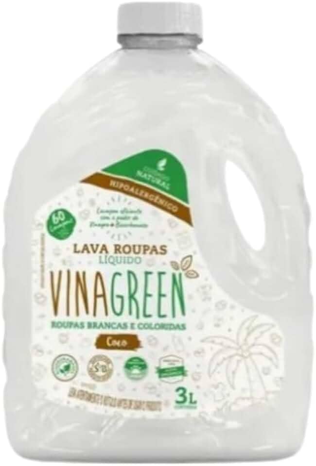 Sabão Vinagreen Coco 3l Vinagreen Limpeza Profundo Hipoalergênico Antialérgico Pele Sensível Alergia Bicarbonato Álcool Orgânico