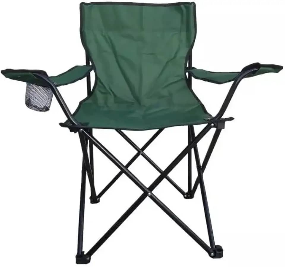 Cadeira Camping e Pesca Dobrável Com Porta Copos e Bolsa 120kg (Verde)