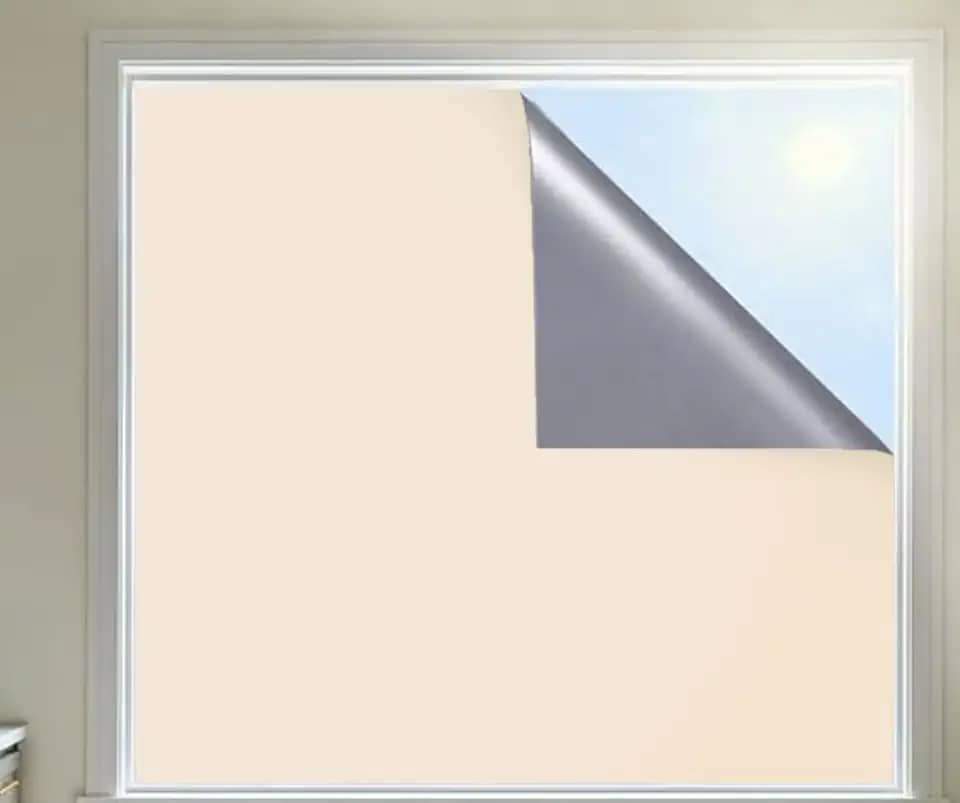 Painel Cortina 100% Blackout Adesivada com Velcr0 - Sem Furar Parede - Cores Bege e Branco - Tamanhos para Janelas de 120x150cm M (Bege)