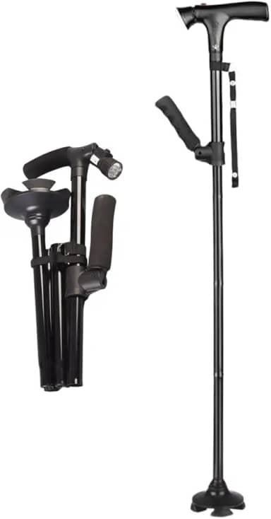 Bengala Dobrável Antiderrapante C/Luz Led Altura Ajustável