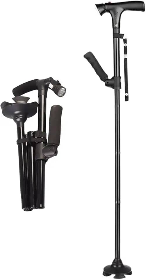 Bengala Dobrável Antiderrapante C/Luz Led Altura Ajustável