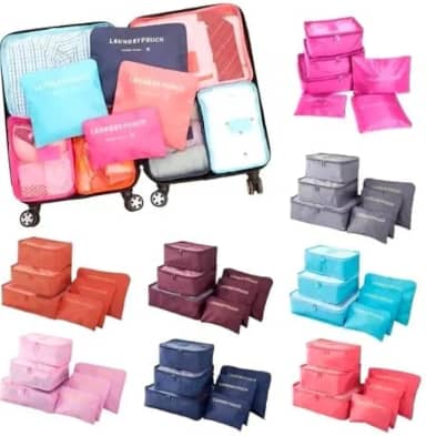 Kit 6 Bolsas De Armazenamento Organizador De Malas e Bagagem Viagem 6 Peças (Azul Marinho)