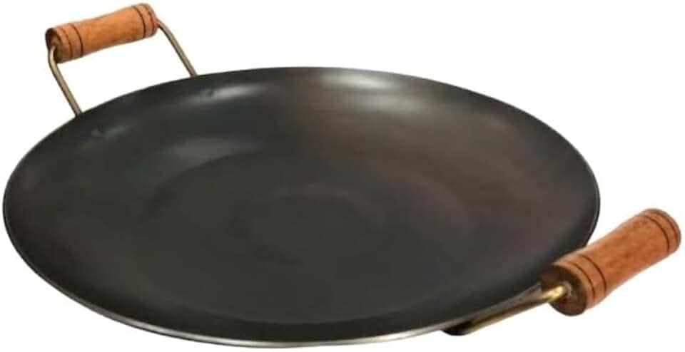 Disco De Arado Tacho Porções Em Geral Alça de madeira 45cm total para Churrascos Familiares, Festas e Refeições em Grupo, Prático e Decorativo