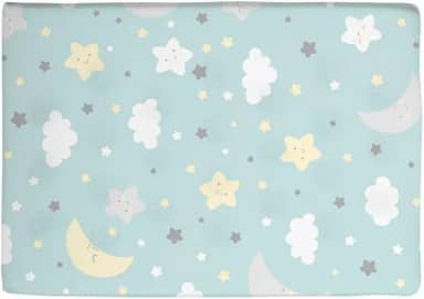 Travesseiro Antissufocante Para Berço De Bebê Menino e Menina Estampado 29cmx19cm Incomfral (Céu Estrelado Verde)