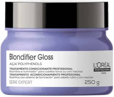 L'Oréal Professionnel Máscara Capilar Blondifier Gloss, Restaura e Ilumina os Fios, Para Cabelos Loiros e Descoloridos, Cabelos Nutridos e Tons Amarelados Neutralizados, 250g