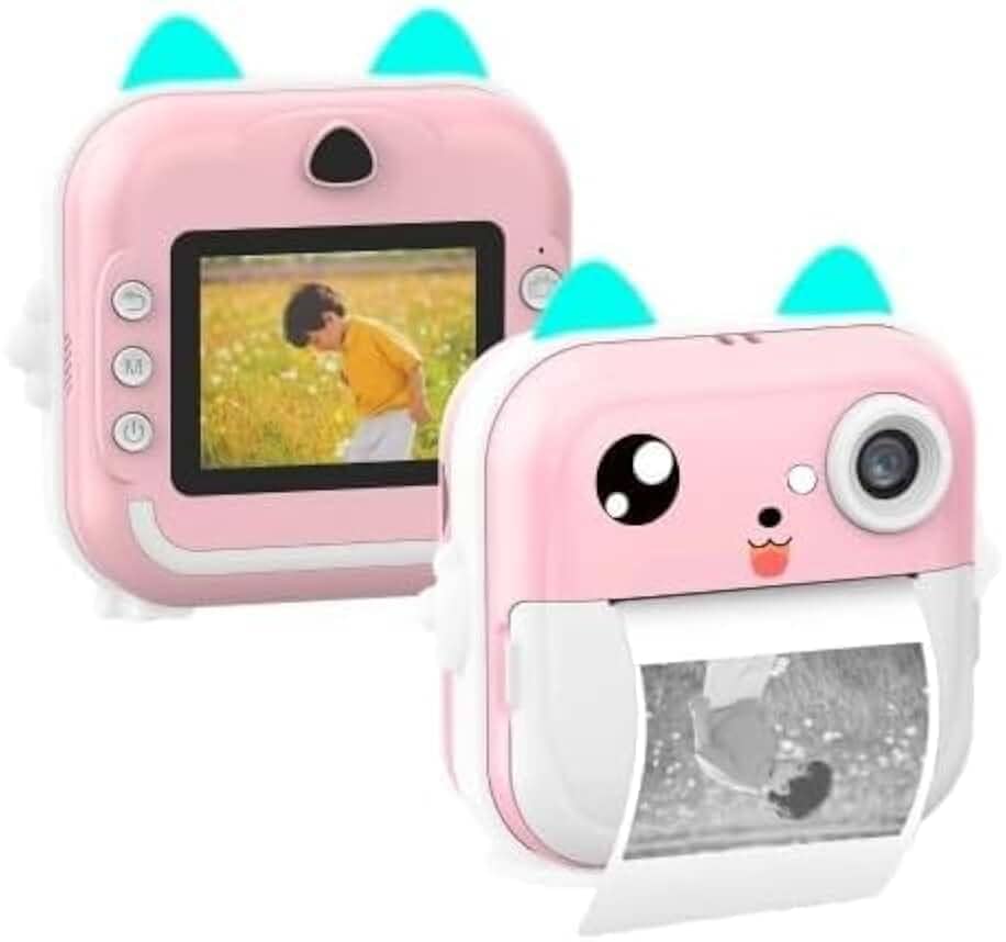 Câmera Digital Infantil com Impressão Instantânea – 12 MP, Vídeo Full HD, Zoom 5x, Jogos, Presente Criativo