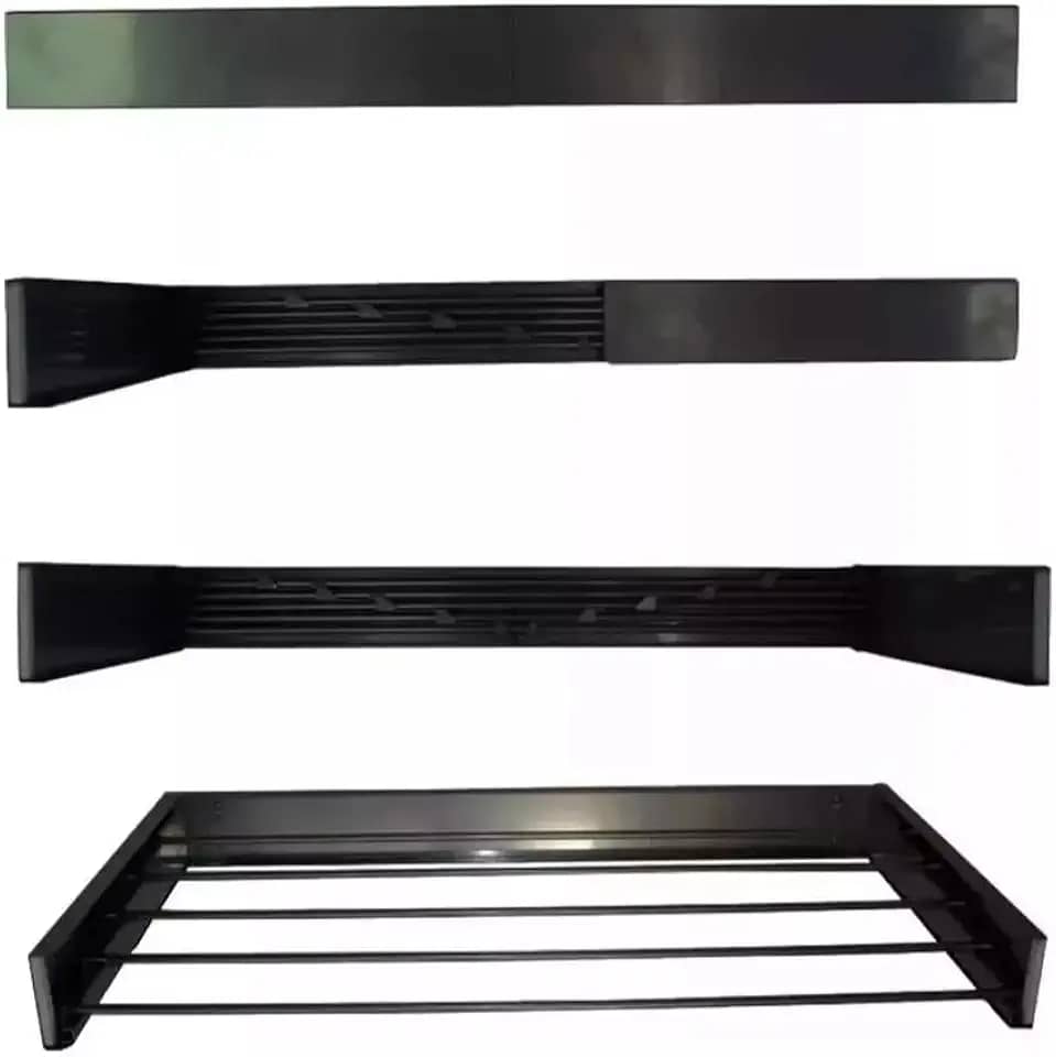 Varal de Parede Magico Dobrável Retrátil 80cm 5 Varetas Recolhível Invisível Mágico Roupas Apartamento Espaço Pequeno