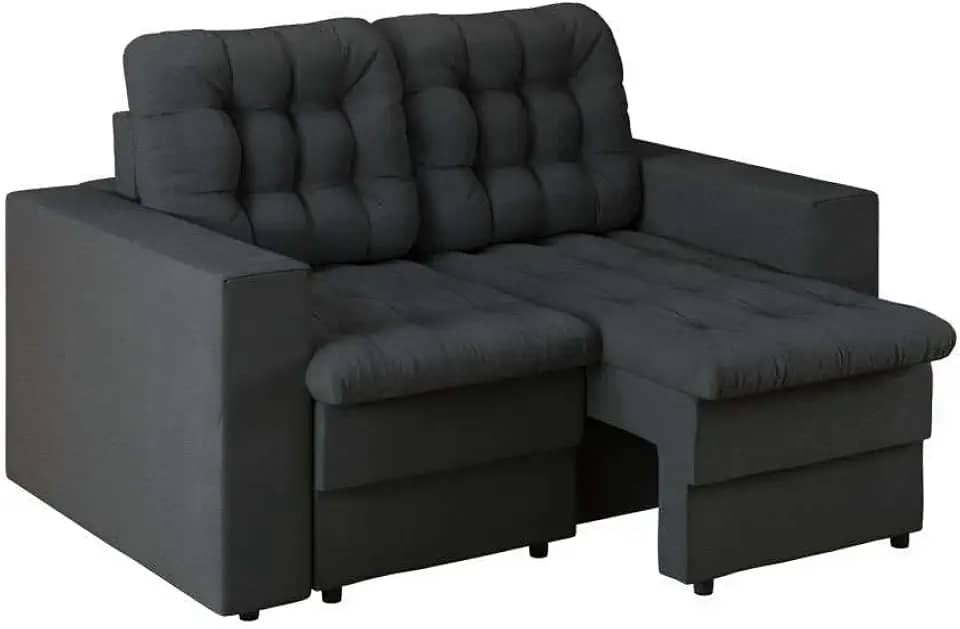 Sofá 2 Lugares Retrátil Lubeck Plush Suede Grafite 140 cm