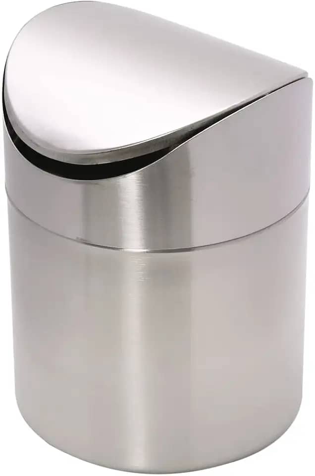 Mimo Style, Lixeira de Pia Utensílio para Cozinha, Inox, 12x12x16cm - Prata