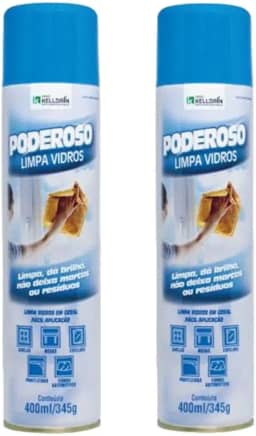 2 Unidades Poderoso Limpa Vidros 400ml Limpa, dá Brilho e Não Deixa Marcas ou Resíduos Kelldrin