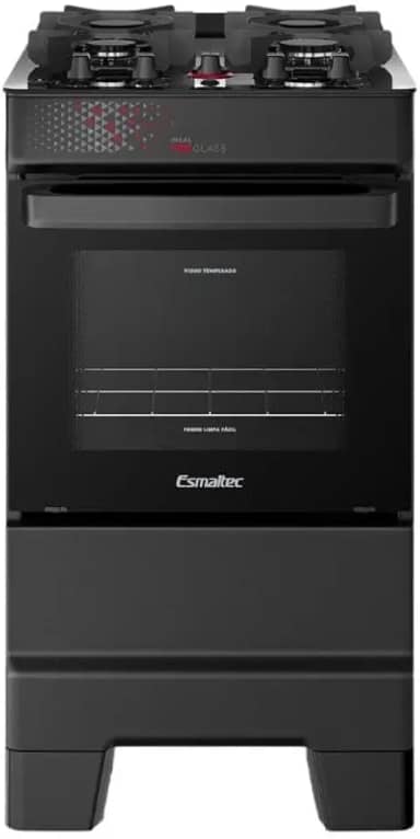 Fogão Esmaltec Ideal Top Glass 4 Bocas Automático Mesa de Vidro Preto Bivolt