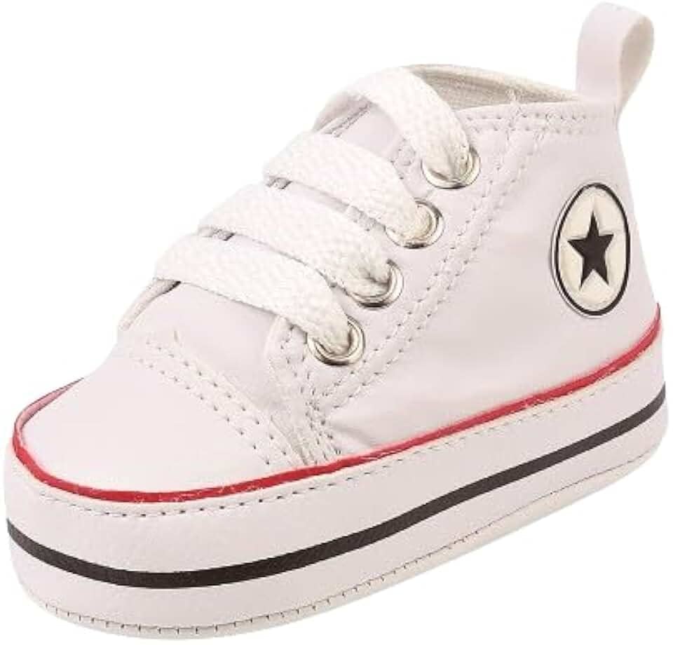 Tênis Bebê Mania Casual Cano Alto Conforto Branco Batizado